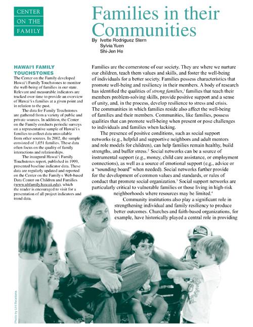 Families in Their Communities: Touchstones Issue Papers (2004)