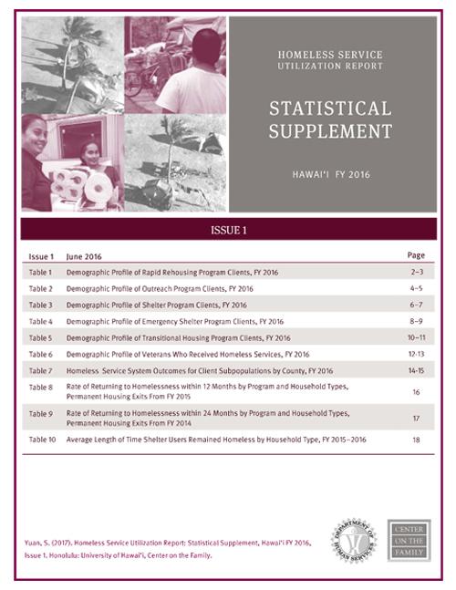 Homeless Service Utilization Report FY16: Statistical Supplement (2017)